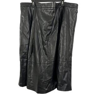 Eloquii Black Leather Midi Skirt